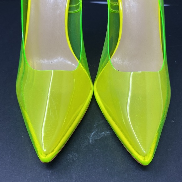 London Neon Yellow PVC Heels - Picture 3 of 7
